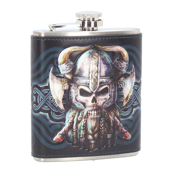 Pacific Giftware Danegeld Helmet Skull Portable Stainless Steel and PU Hip Flask 7 Ounces Capacity