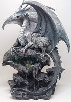 Pacific Giftware 12" h Quiksilver Dragon with LED Light Fronze Blue Crystal