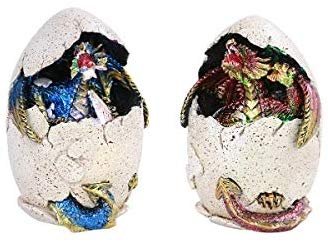 Pacific Giftware PT Small Colored Dragon Egg Home Decorative Resin Figurine Set of 2