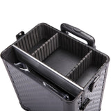 Professional Makeup Artist 3 in 1 Rolling Makeup Train Case Cosmetic Organizer with Easy Slide Extendable Storage Trays and Removable Trays