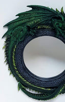 Celtic Green Woodland Dragon Protecting Wall Mirror Plaque Espejo