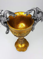Pacific Giftware King Arthur's Fantasy Golden Chalice with Dual Dragon Wine Goblet Sculptural Decor