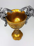 Pacific Giftware King Arthur's Fantasy Golden Chalice with Dual Dragon Wine Goblet Sculptural Decor