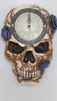 Skull Bone Wall Clock Time Waits For No Man Gothic Wall Art