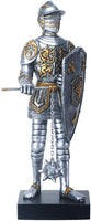 12.75" Silver and Gold Color Gothic Knight with Mace Figurine Display