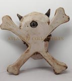 CROSS BONES HORNED DEVIL SKULL STATUE WALL PLAQUE RESIN FIGURINE AWESOME DETAILS