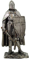 Crusader Knight Statue Silver Finishing Cold Cast Resin Statue 7" (8711)