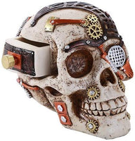 Steampunk Gearwork Skull with Secret Stash Drawer Trinket Box Collectible
