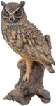 Pacific Giftware Realistic Looking Eagle Owl Perched On Stump Statue Gallery Quality Detailed Sculpture Amazing Likeness Life Size Scale Resin Sculpture Hand Painted Statue Indoor Outdoor Decor