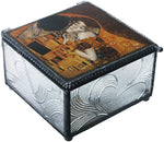 YTC 4 Inch Klimt - The Kiss Decoration Clear Glass Decoration Trinket Box