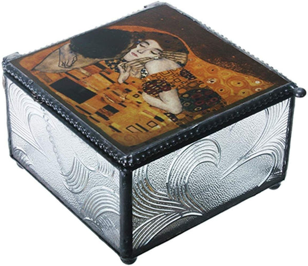 YTC 4 Inch Klimt - The Kiss Decoration Clear Glass Decoration Trinket Box