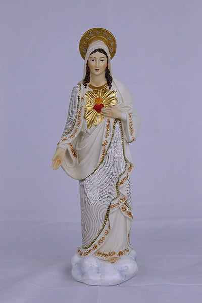 Pacific Giftware The Immaculate Heart of Mary Religious Statue Real Fabric Dress Collectible Figurine 10 Inch Tall