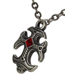 Masada Jewelry, Pewter Celtic Cross with Red Crystal Rhinestone Pendant Necklace