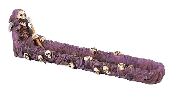 9.88 Inch Purple Grimm Reaper Incense Burner Statue Figurine