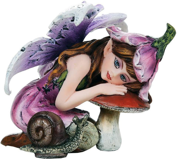 Pacific Giftware Fairy Garden Flower Fairy with Toadstool and Snail Decorative Mini Garden of Enchantment Figurine 3 Inch