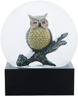 Black and Yellow Wise Owl on a Branch Decorative Water Globe