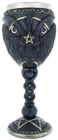 Satanic Cult Baphomet Wine Goblet Made of Resin with Stainless Steel Rim