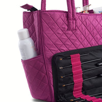 KIOTA Beauty Bag - Ideal for Bottles - Makeup Brush Storage Pocket and Outer Pockets - Quilted Finish Shoulder Bag Cosmetic Organizer