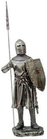 Crusader Knight Statue Silver Finishing Cold Cast Resin Statue 7" (8872)