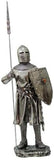 Crusader Knight Statue Silver Finishing Cold Cast Resin Statue 7" (8872)