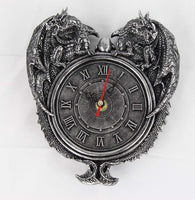 Pacific Giftware Dragon Twins Sentinel Double Dragons Guarding Orb Wall Clock Metallic Pewter Finish 9 Inch Tall
