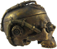 Steampunk Skull Ashtray Trinket Box with Lid Statue