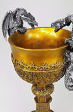 Pacific Giftware King Arthur's Fantasy Golden Chalice with Dual Dragon Wine Goblet Sculptural Decor