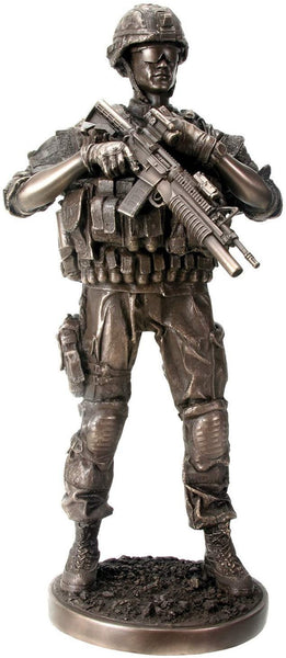 YTC Metal Tone Reporting Detail Fighting Soldier with Gun Statue Display