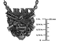 Masada Jewelry, Army Skulls Rifles Pendant Necklace Lead Free Alloy