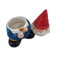 10 Inch Gnome Sweet Gnome Cookie Eating Ceramic Jar Figurine