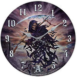 Tithe To Hell Skeleton Decor Wall Clock Round Plate Diameter 13.5"