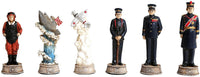 World War 2 Themed Battle of Pearl Harbor Chess Set US vs Japan Hand Painted with Glass Board
