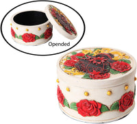 PTC Pacific Giftware White with Red Roses Day of The Dead Skull Box Statue Figurine