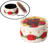 PTC Pacific Giftware White with Red Roses Day of The Dead Skull Box Statue Figurine
