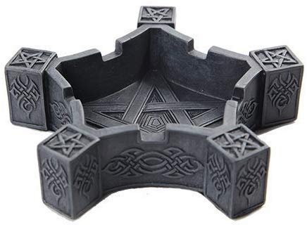 PTC Pacific Giftware Pentacle Geometric Shaped Hand Painted Resin Ashtray, Dark Gray