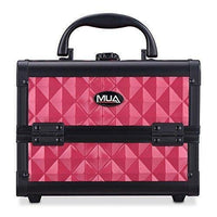 Mini Makeup Train Case 9.5" Aluminum Professional Cosmetic Organizer Box with Mirror