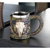 Bull Skull Mug Longhorn 11oz Resin Coffee Mug with Stainless Steel Insert