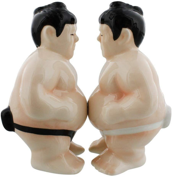 Sumo Wrestlers Attractives Salt Pepper Shaker Made of Ceramic by Pacific Trading