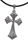 Masada Jewelry, Cross with Red Studded Gemstone Metal Pendant Rope Necklace