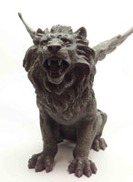 GOTHIC WINGED LION GARGOYLE ROARING STATUE FIGURINE WOW FAUX STONE