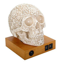 Summit Collection Floral Skull Home Decor LED Lamp with Two USB Charging...