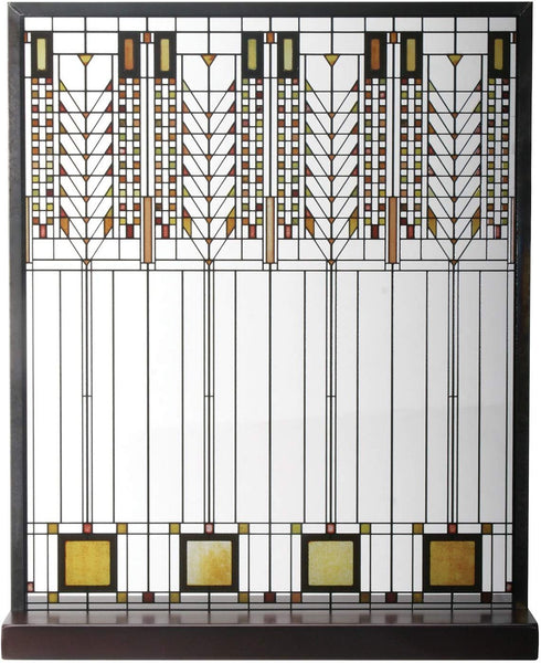 Frank Lloyd Wright Tree of Life Design Painted Glass Display