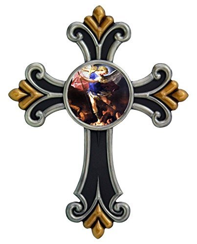 PTC 12.25 Inch Saint Michael Archangel Embellished Cross Statue Figurine