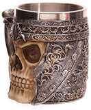 Medieval Time Helmet Viking Warrior Skull Head 11oz Stainless Steel Stern Tankard Drinking Mug for Beer, Coffee and Beverage