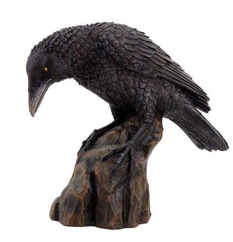 PACIFIC GIFTWARE Raven Skull Statue Cold Cast Resin Figurine