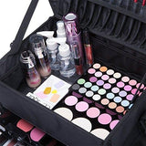 Professional Makeup Cosmetic Carry Case w/ Removable Organizer Drawers and Brush Holder Soft-sided Nylon Fabric