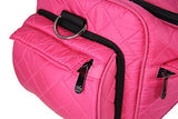 Kiota Quilted Tote Beauty Bag With 3 Side Compartments Ideal for Cosmetic Bottles Brushes Accessories (Pink)