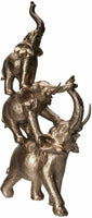 SUMMIT COLLECTION Golden Trio Elephants Totem Pole Stacked Elephants Statue Trunks Up Auspicious
