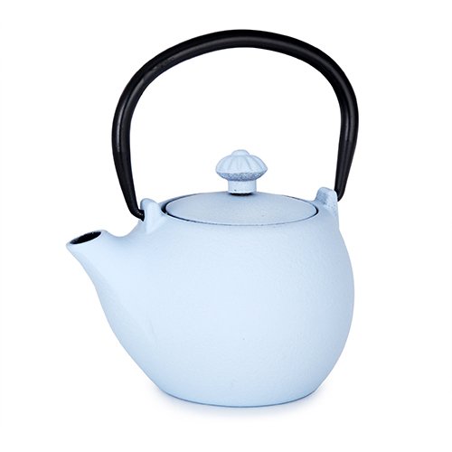 JAPAN COLLECTION Sky Blue Cast Iron Round Teapot With Lid and Stainless Steel Infuser