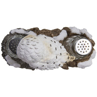 Snowy Owl Perching On Tree Branch Spiritual Realistic Decorative Glass Salt and